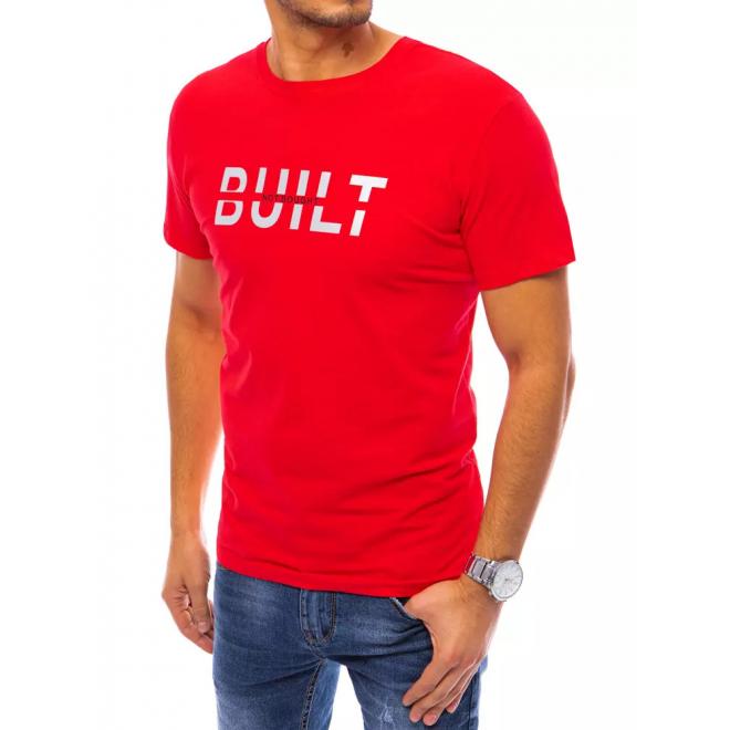 Červené módne tričko s reflexnou potlačou pre pánov
