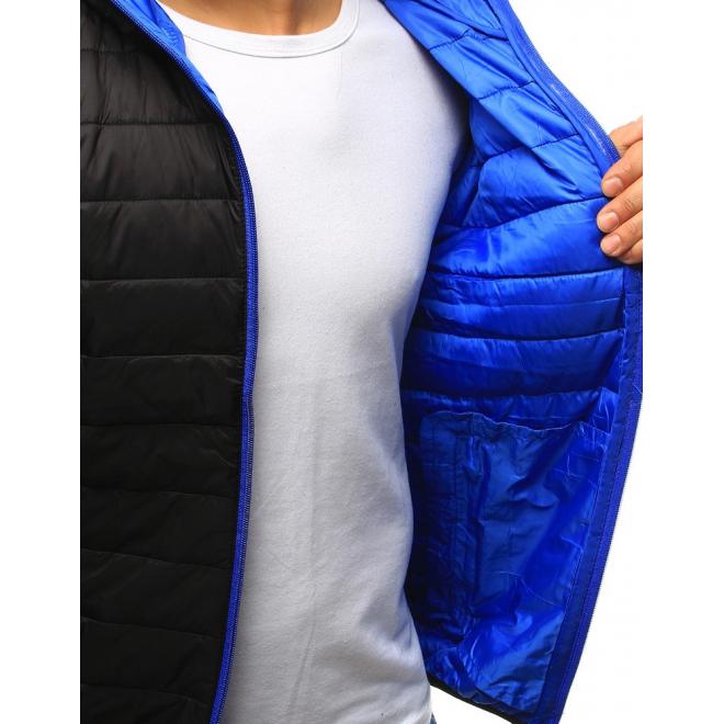Pánska prechodná bunda s kapucňou v modrej farbe