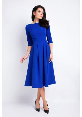 Šaty s rozšírenou sukňou v modrej farbe