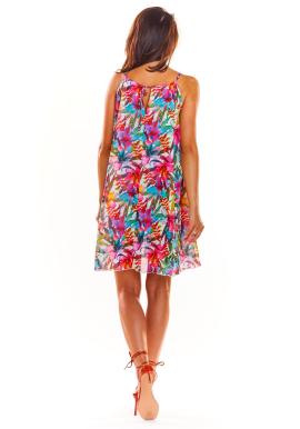 Ružové letné šaty s kvetmi pre dámy