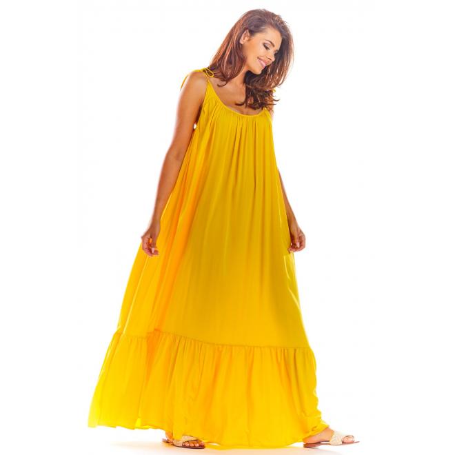 Dámske dlhé šaty na leto v žltej farbe