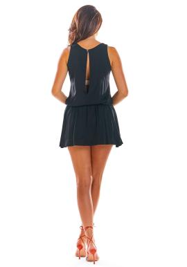 Dámsky letný overal s mini sukňou v čiernej farbe