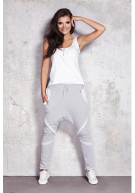 Dámske tepláky s nižším sedom - sivé