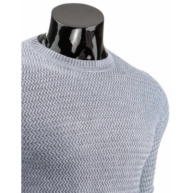 Tmavosivý klasický sveter pre pánov s okrúhlym výstrihom