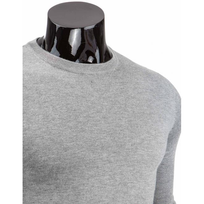 Sivý pánsky sveter s okrúhlym výstrihom