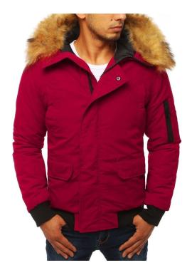 Zimná pánska bunda bordovej farby s kapucňou