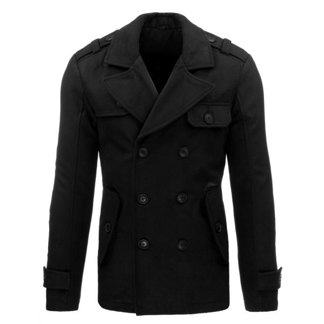 Dvojradový pánsky kabát v čiernej farbe na zimu