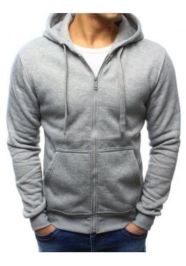 Jednofarebná pánska mikina sivej farby so zapínaním na zips