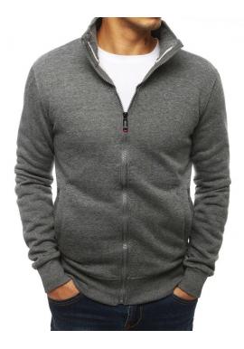 Tmavosivá klasická mikina bez kapucne pre pánov