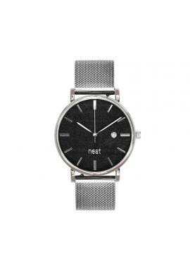 Dámske módne hodinky s kovovým remienkom v strieborno-čiernej farbe