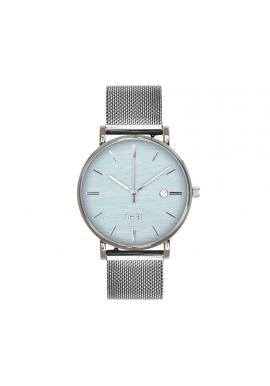 Strieborno-modré módne hodinky s kovovým remienkom pre dámy