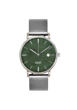 Strieborno-zelené štýlové hodinky s kovovým remienkom pre pánov