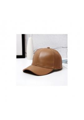 Kožená dámska šiltovka hnedej farby