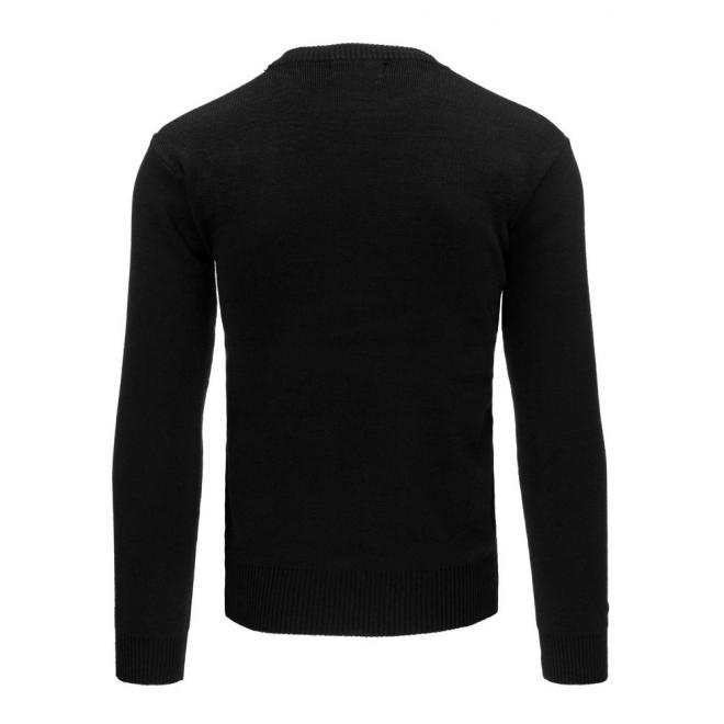 Klasický čierny sveter pre pánov s okrúhlym výstrihom