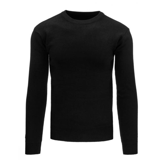 Klasický čierny sveter pre pánov s okrúhlym výstrihom