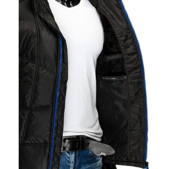 Prešívaná pánska bunda na zimu v čiernej farbe