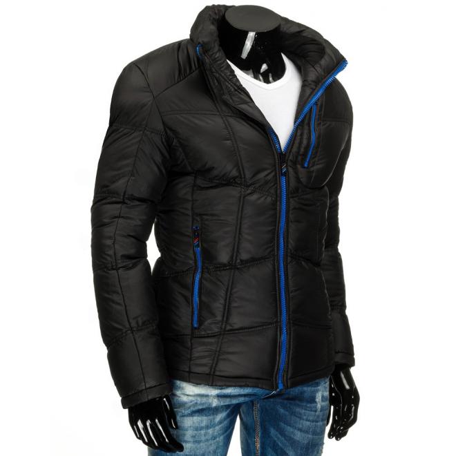 Prešívaná pánska bunda na zimu v čiernej farbe