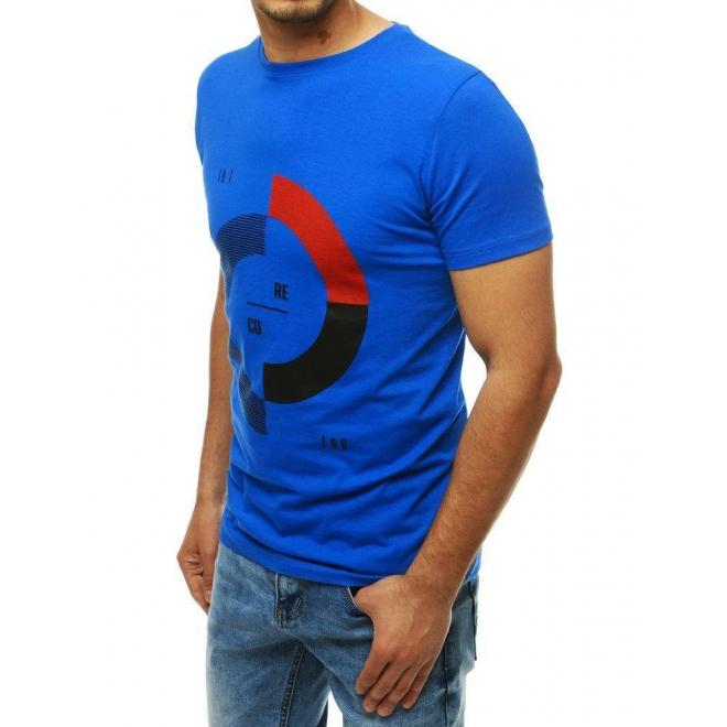 Modré módne tričko s potlačou pre pánov