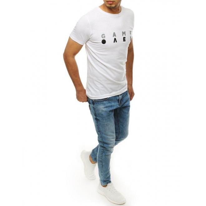Pánske štýlové tričko s potlačou v bielej farbe
