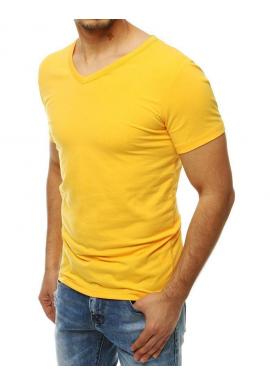 Hladké pánske tričko žltej farby s výstrihom v tvare V