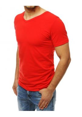Červené hladké tričko s výstrihom v tvare V pre pánov