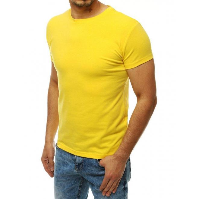 Klasické pánske tričko žltej farby s krátkym rukávom