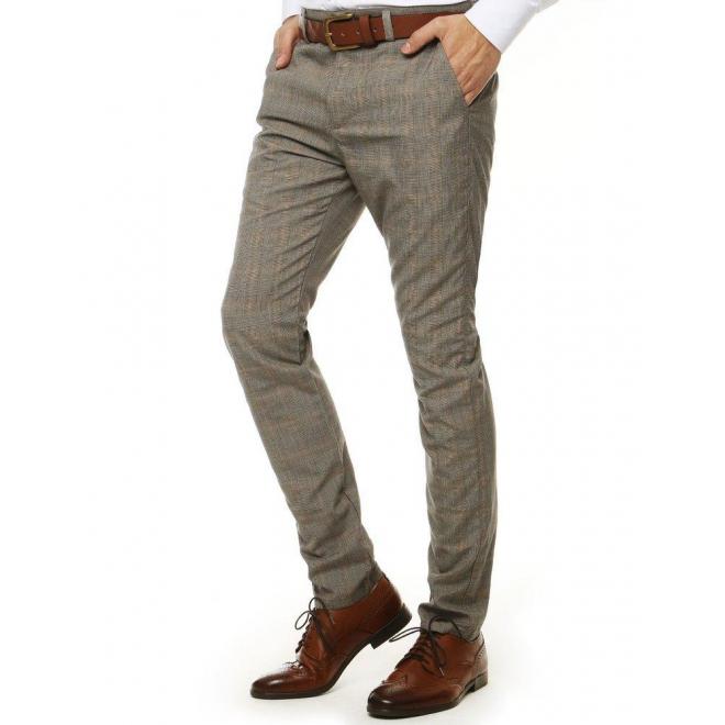 Elegantné pánske nohavice sivej farby so vzorom