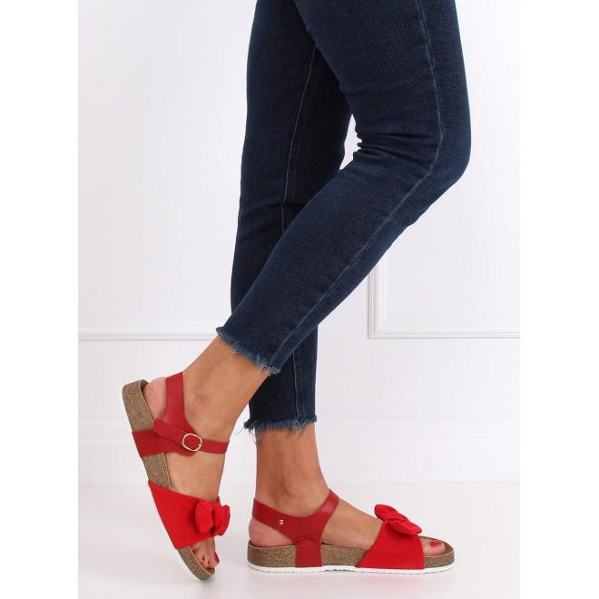 Pohodlné dámske sandále červenej farby s mašľou