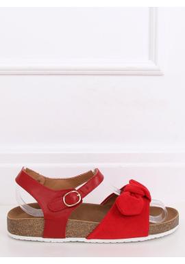 Pohodlné dámske sandále červenej farby s mašľou