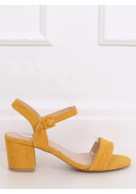 Dámske semišové sandále na nízkom podpätku v žltej farbe