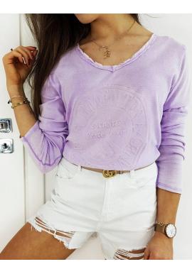 Bavlnené dámske tričko fialovej farby s 3D aplikáciou