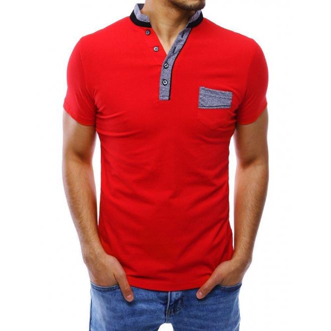 Pánska módna polokošeľa s vreckom na hrudi v červenej farbe