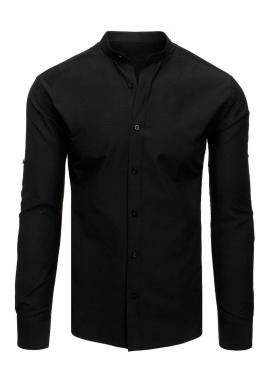 Pánska elegantná košeľa so stojacím golierom v čiernej farbe