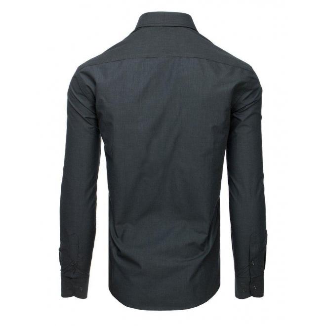 Kockovaná pánska košeľa tmavosivej farby s dlhým rukávom