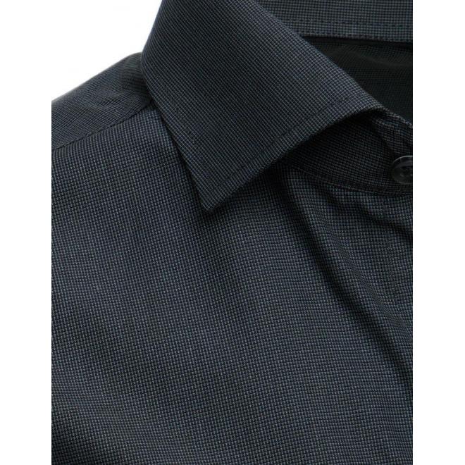 Kockovaná pánska košeľa tmavosivej farby s dlhým rukávom