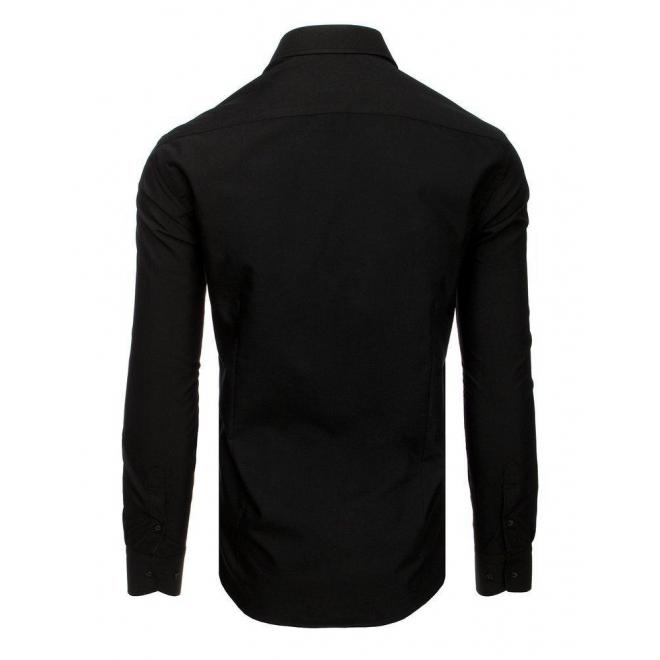 Čierne elegantné košele s dlhým rukávom pre pánov