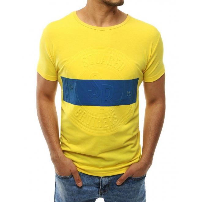 Pánske klasické tričko s potlačou v žltej farbe