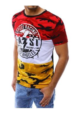 Pánske maskáčové tričko s potlačou v červenej farbe