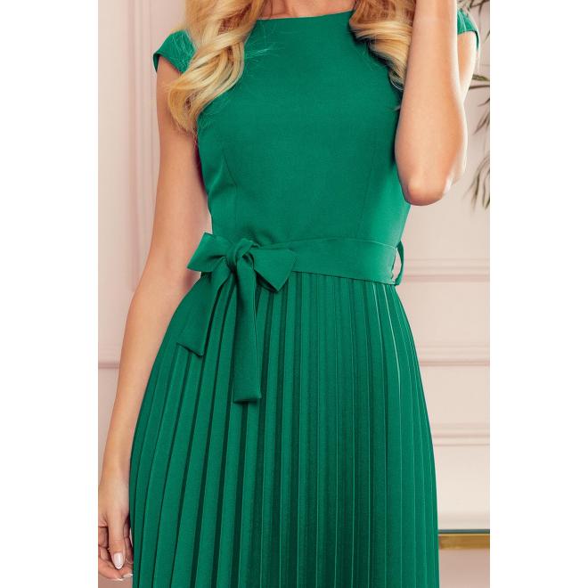 Zelené plisované šaty s krátkym rukávom pre dámy