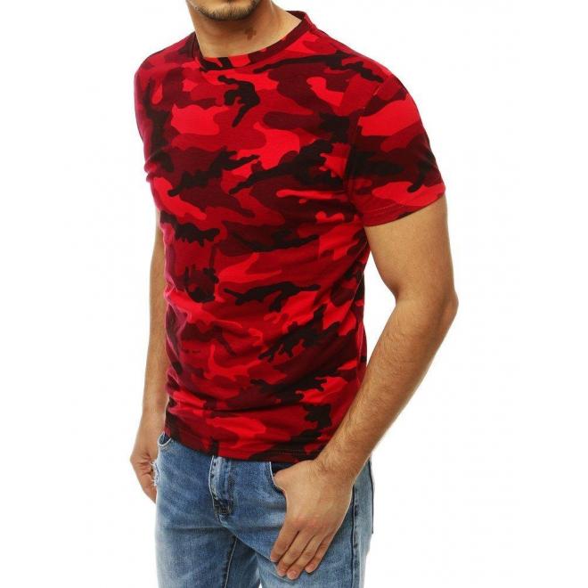 Pánske maskáčové tričko s krátkym rukávom v červenej farbe