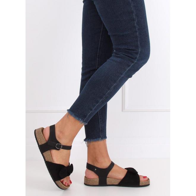 Pohodlné dámske sandále čiernej farby s mašľou