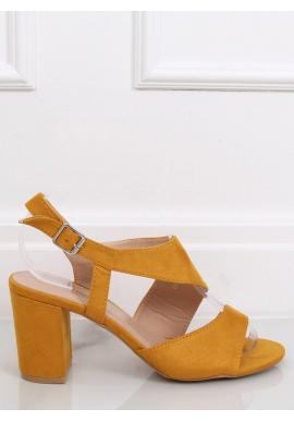 Žlté semišové sandále na stabilnom opätku pre dámy