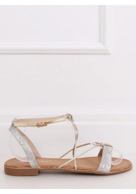 Dámske štýlové sandále so zlatými doplnkami v striebornej farbe