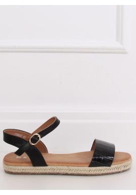 Čierne módne sandále s motívom krokodílej kože pre dámy