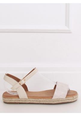 Dámske módne sandále s motívom krokodílej kože v béžovej farbe
