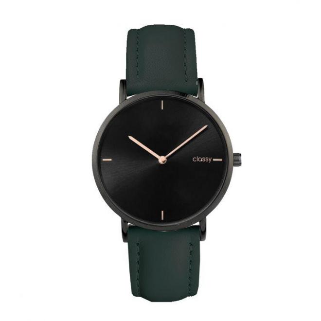 Dámske elegantné hodinky s čiernym ciferníkom v béžovej farbe