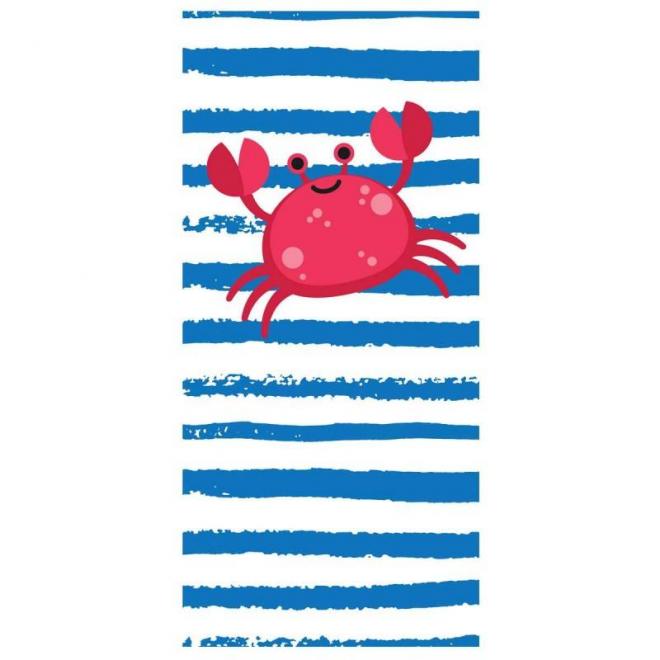 Modro-biely plážový ručník s motívom kraba