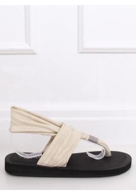 Bavlnené dámske sandále béžovej farby na penovej podrážke v akcii