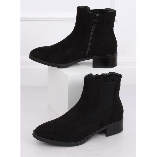 Semišové dámske topánky čiernej farby s nízkym opätkom