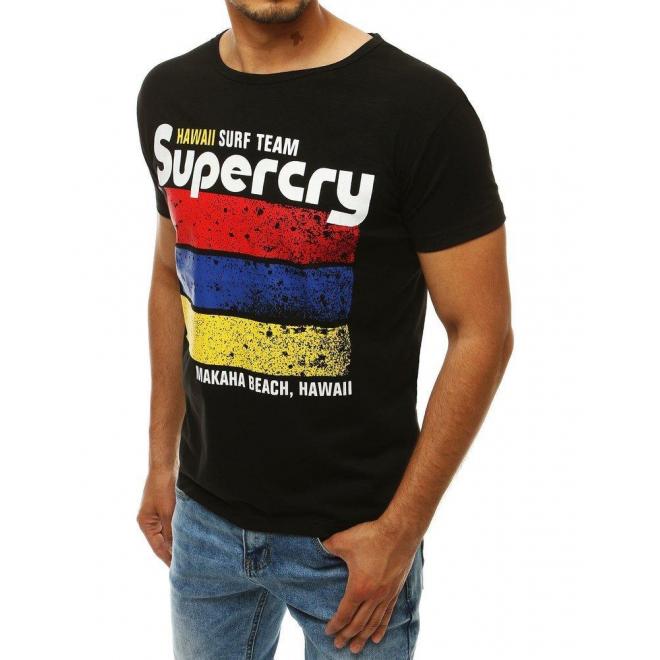 Pánske športové tričko s potlačou v čiernej farbe